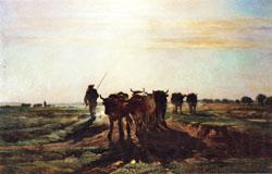constant troyon Cattle Going to Work;Impression of Morning Spain oil painting art